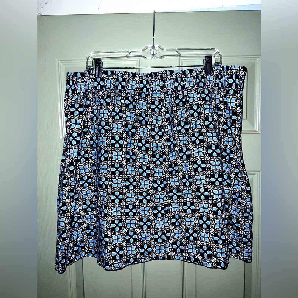 LOFT Pull On Unlined Blue Floral Skirt Size XL